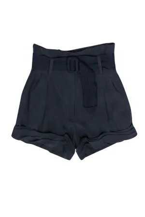 3.1 Phillip Lim - Navy High Waisted Belted Paperbag Shorts Sz 4