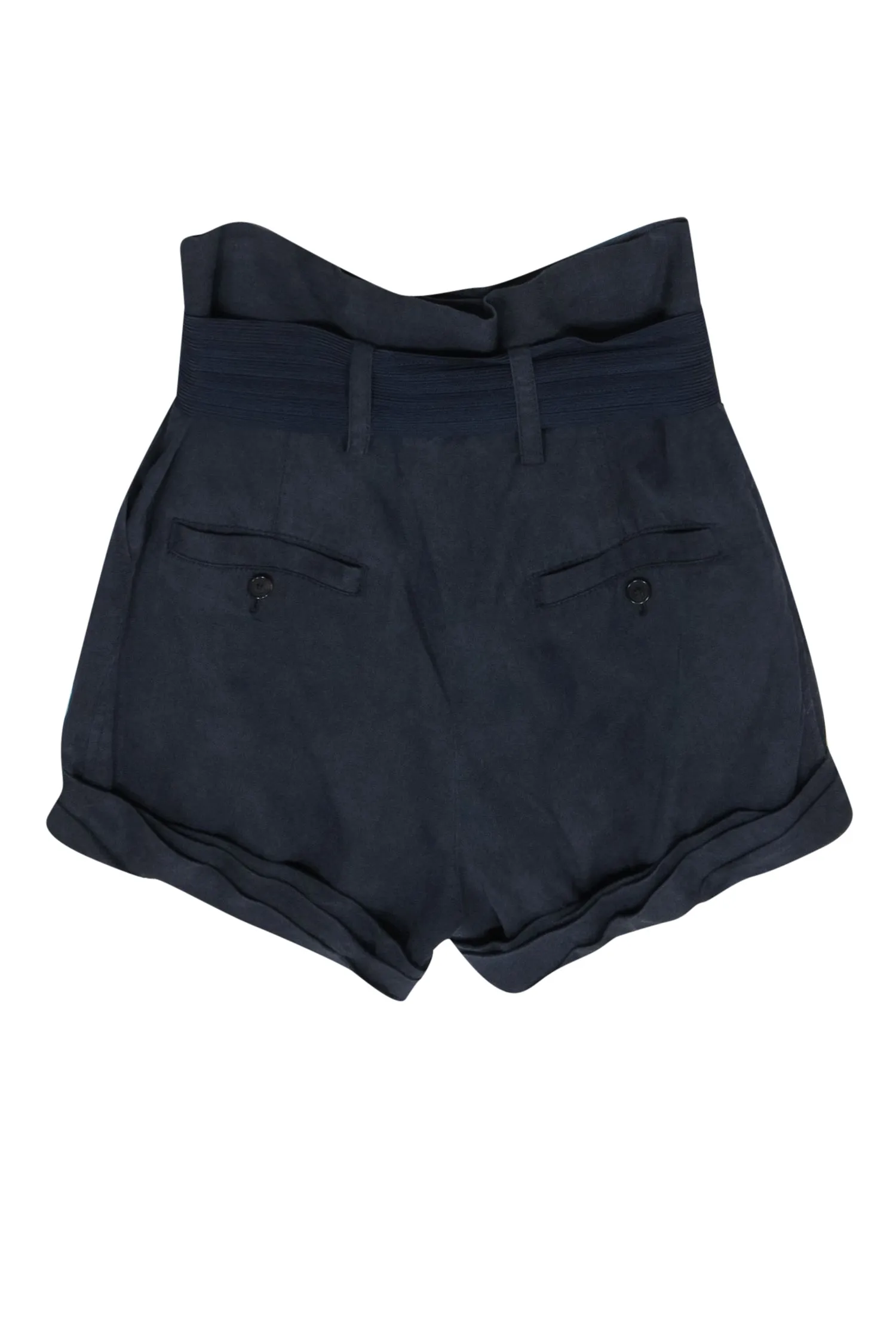 3.1 Phillip Lim - Navy High Waisted Belted Paperbag Shorts Sz 4