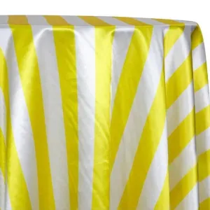 5pcs - 2" Satin Stripe Table Linen 132" Round - White and Yellow