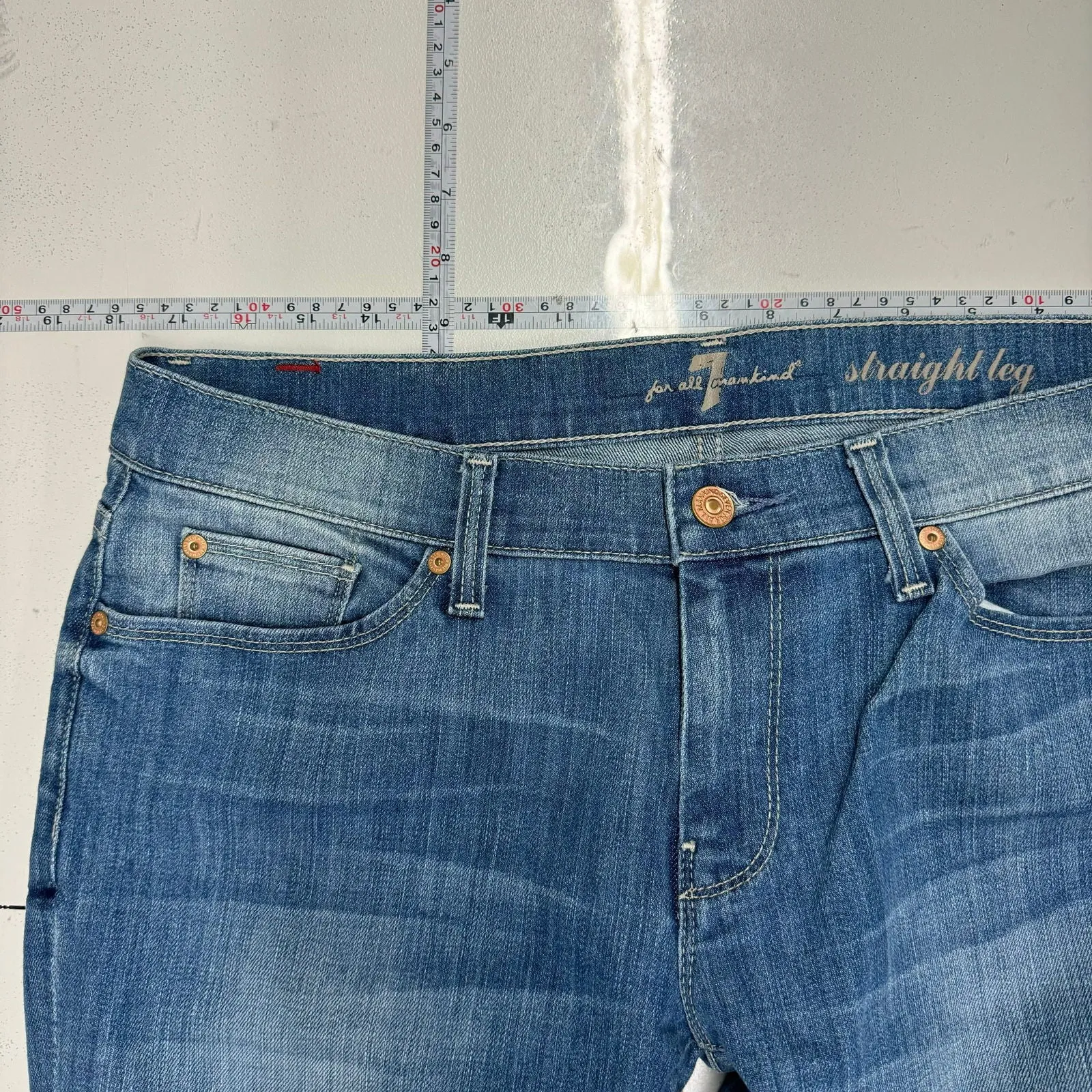 7 For All Mankind Women's Straight Leg Denim Jeans - Comfortable Fit for Everyday Wear - Available in Blue - Size 32