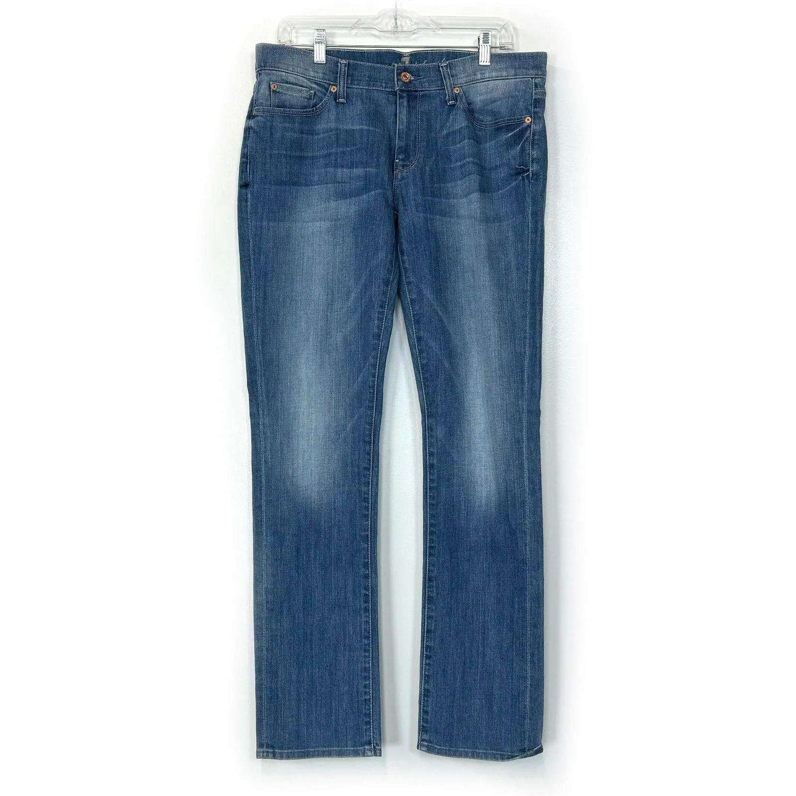7 For All Mankind Women's Straight Leg Denim Jeans - Comfortable Fit for Everyday Wear - Available in Blue - Size 32