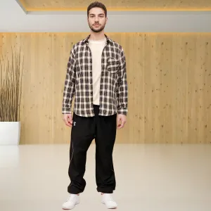 Black checks cotton relaxed fit shirt