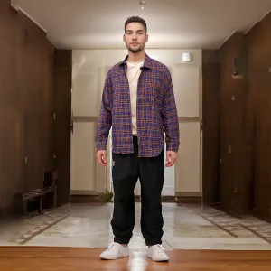 Blue checks cotton relaxed fit shirt