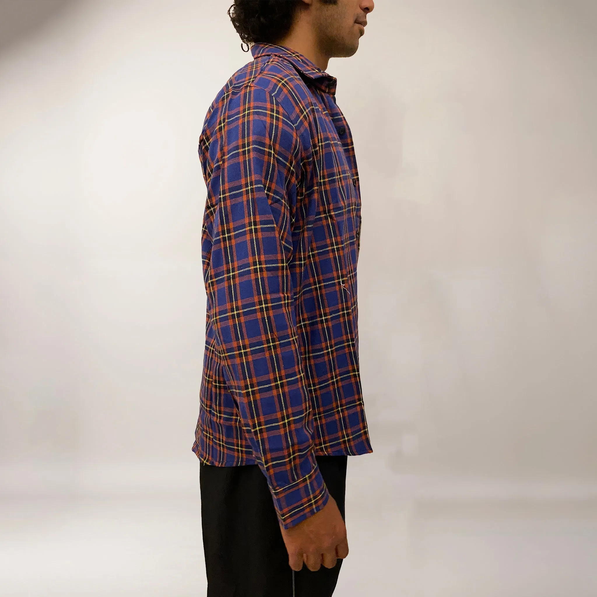 Blue checks cotton relaxed fit shirt