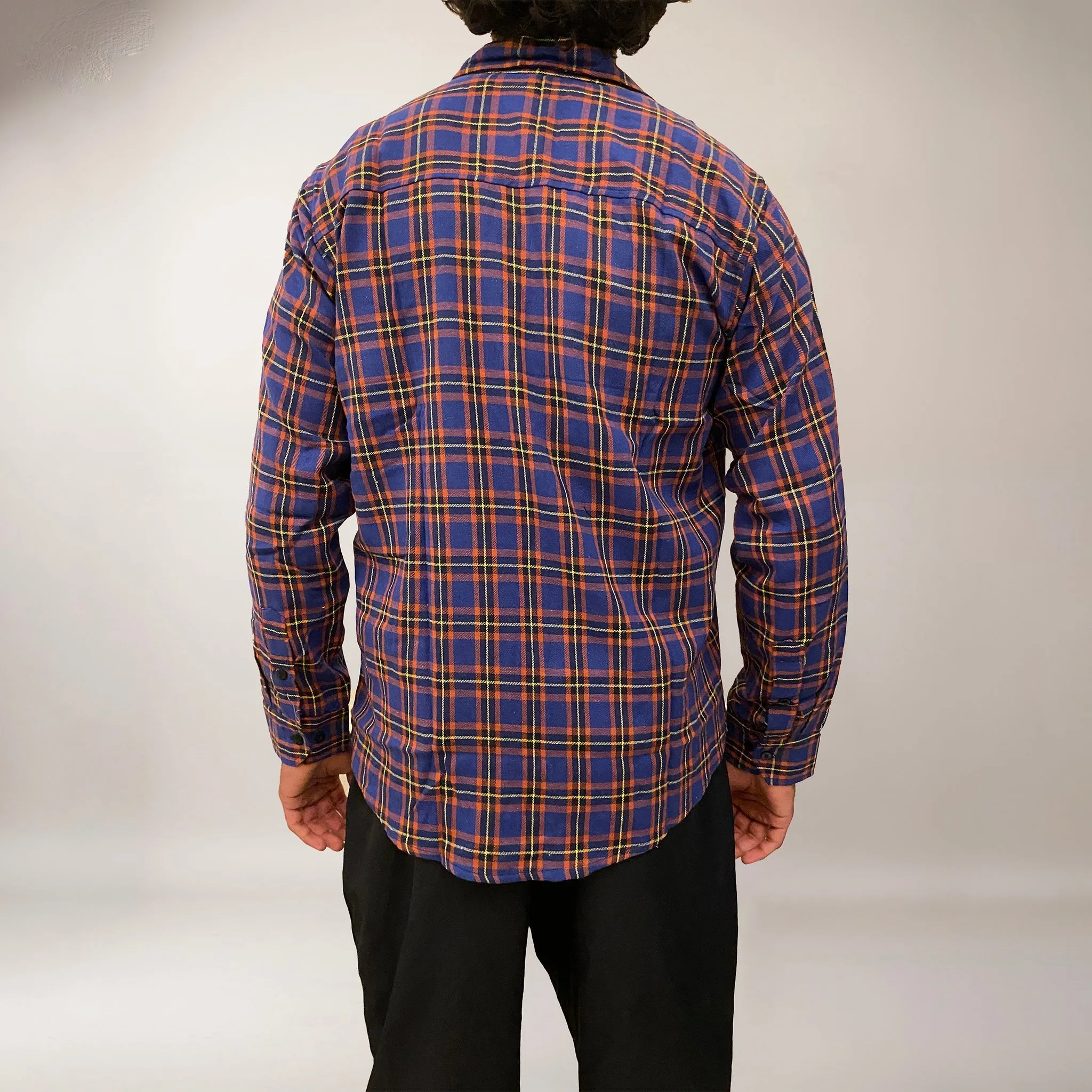 Blue checks cotton relaxed fit shirt