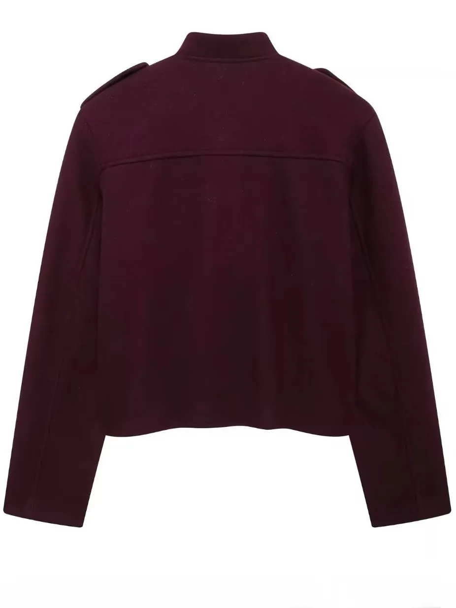Burgundy golden buttons jacket