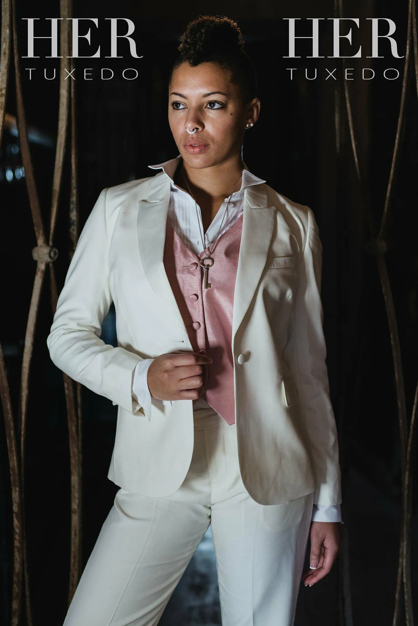 Classic Ivory Short Peak Lapel Tuxedo Suit (Two Piece) (Slim Fit)