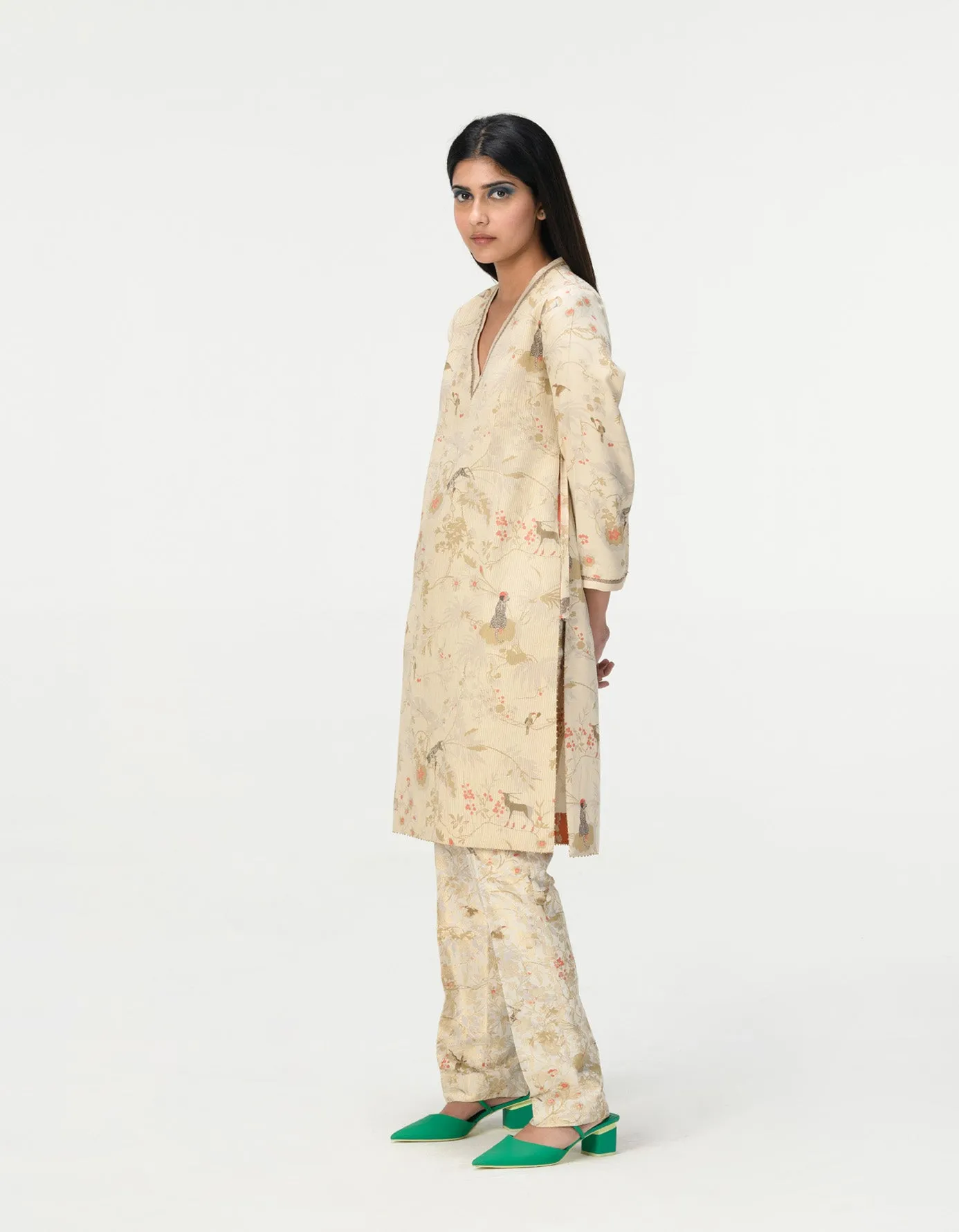 Classic Trousers Silk Brocade Ivory