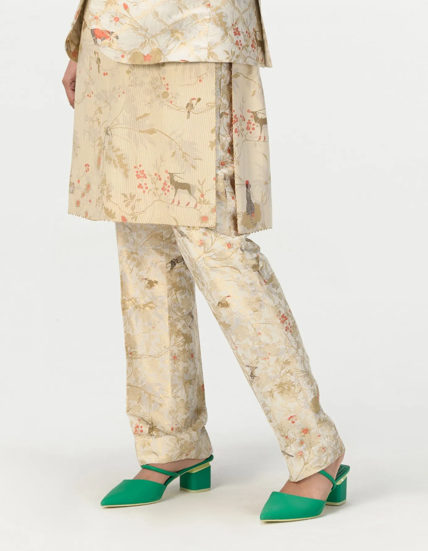 Classic Trousers Silk Brocade Ivory