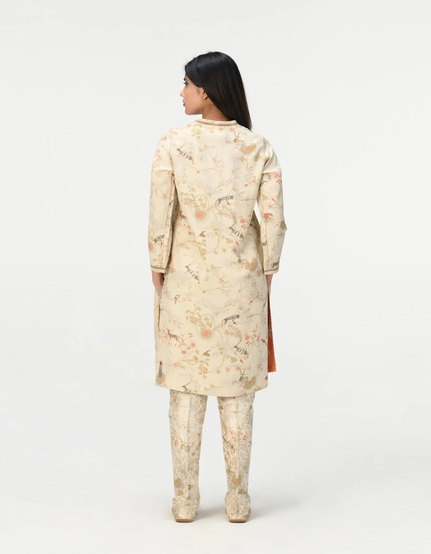 Classic Trousers Silk Brocade Ivory