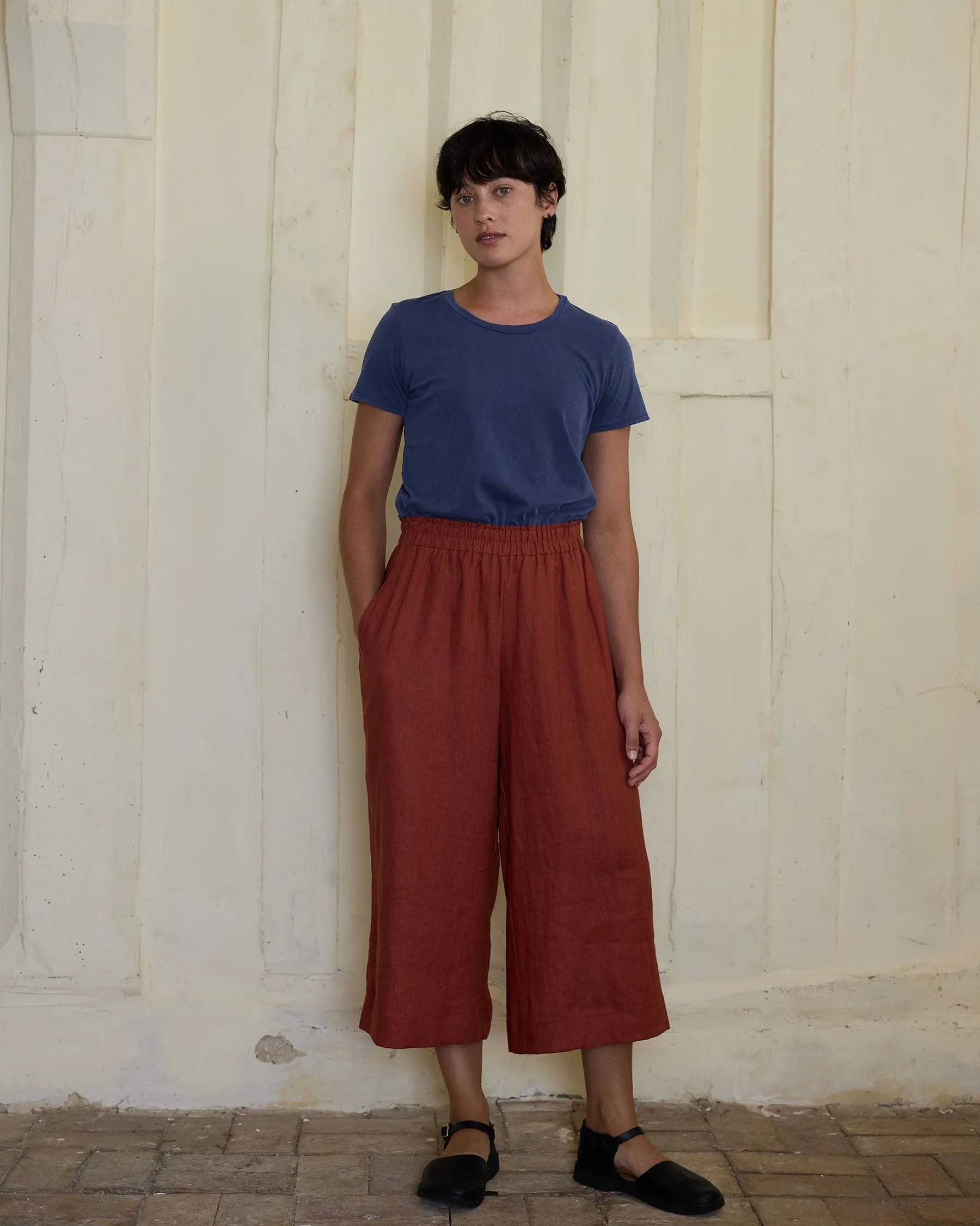 Culottes No.11 Linen Cropped Pants in Auburn