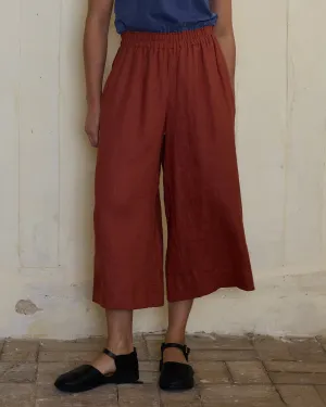 Culottes No.11 Linen Cropped Pants in Auburn