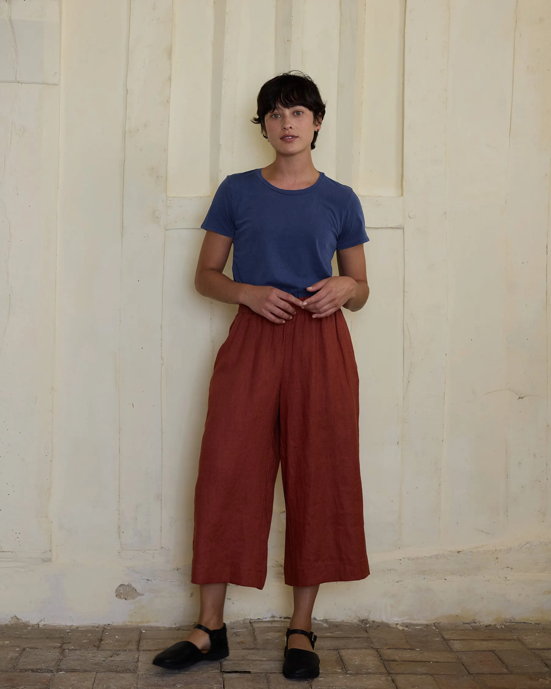 Culottes No.11 Linen Cropped Pants in Auburn