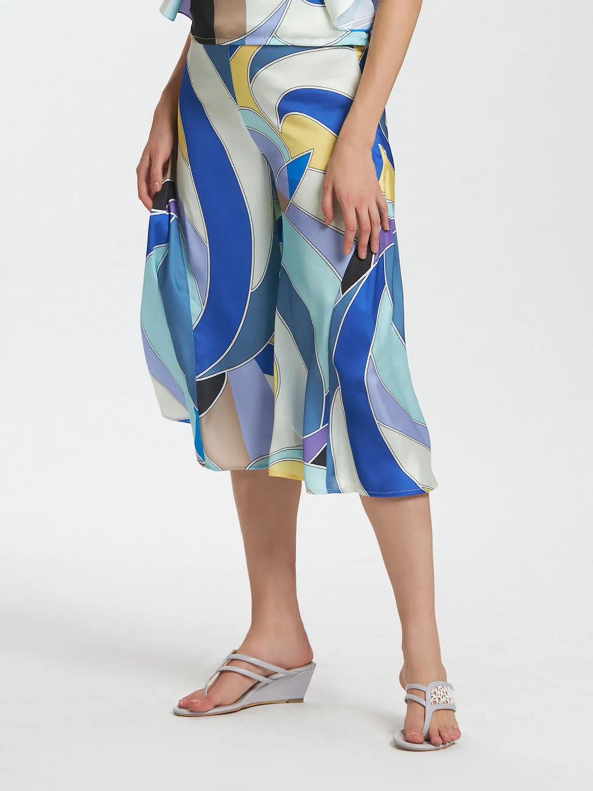 Geometric Print Wide Leg Culottes