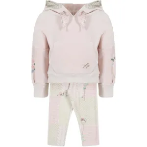 Girls Pink And Grey Legging Set