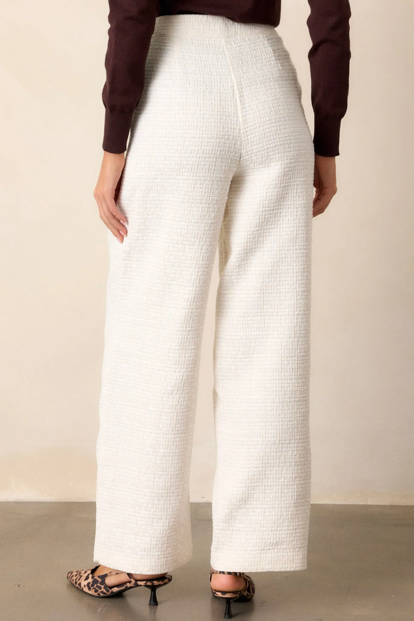 Glass Half Full Ivory Tweed Pants