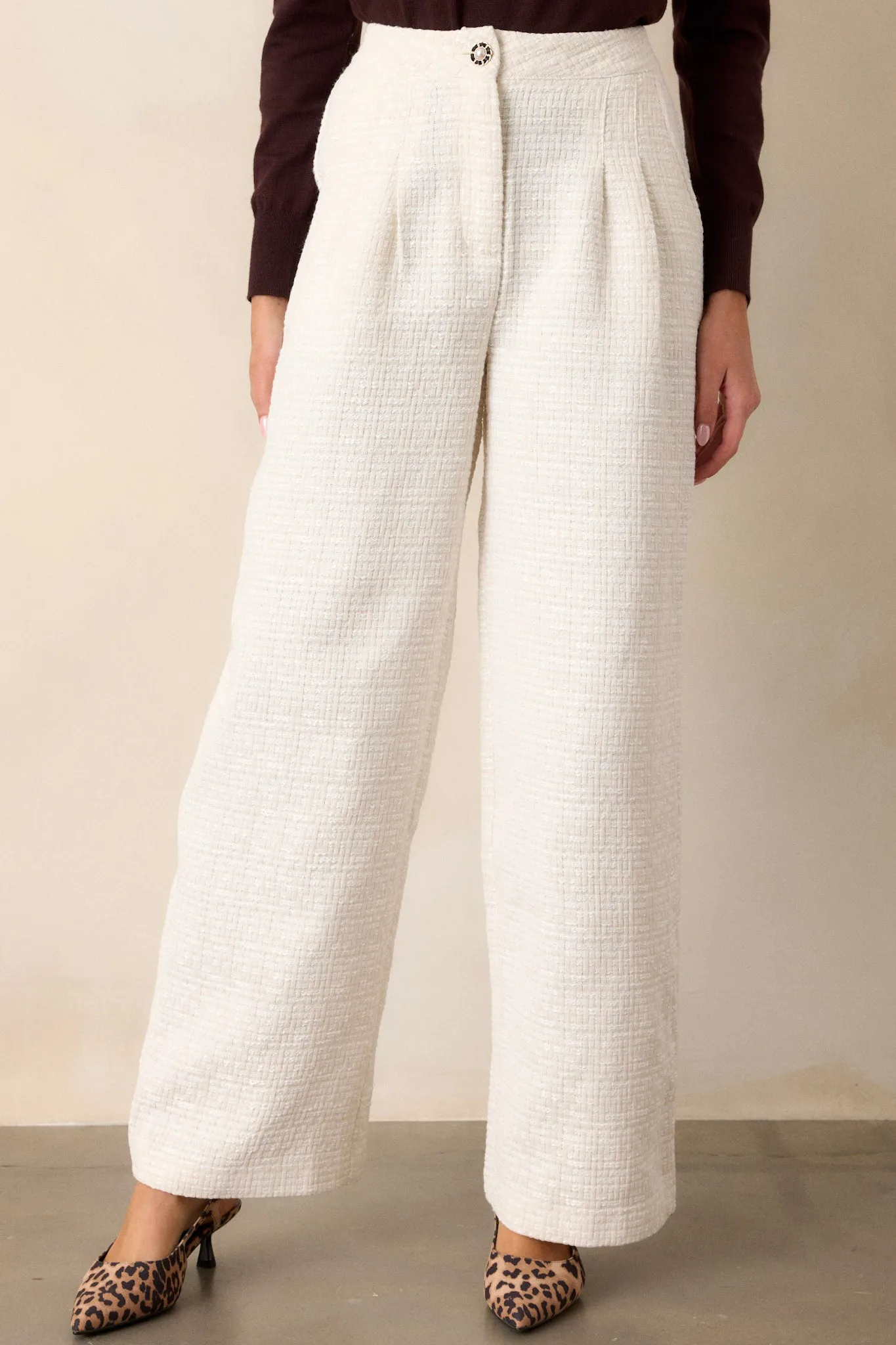 Glass Half Full Ivory Tweed Pants