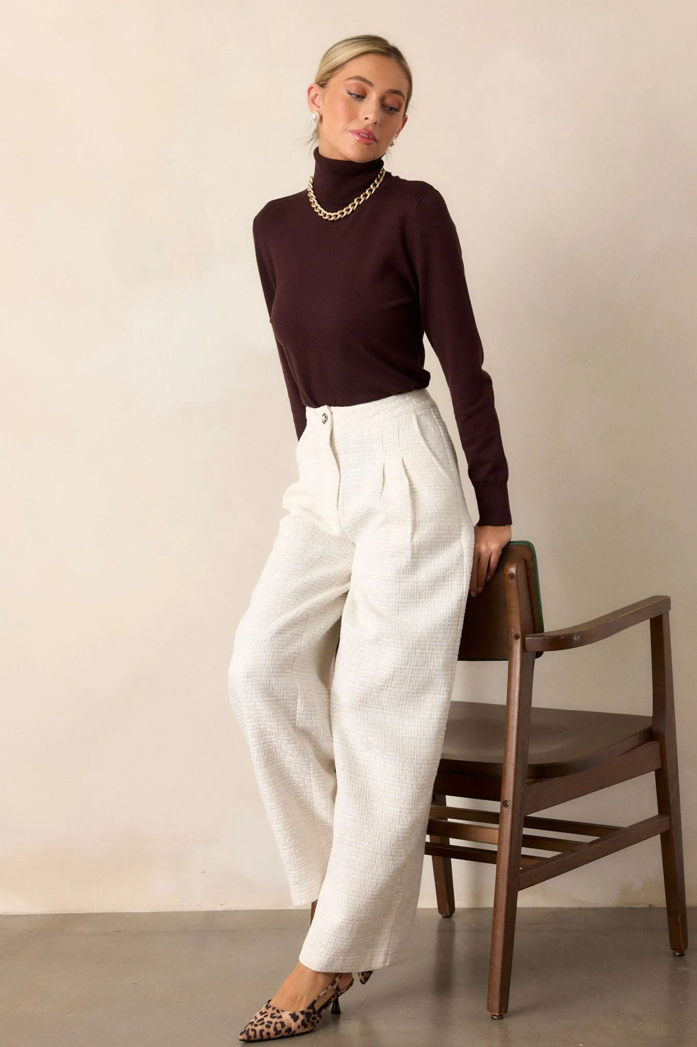Glass Half Full Ivory Tweed Pants