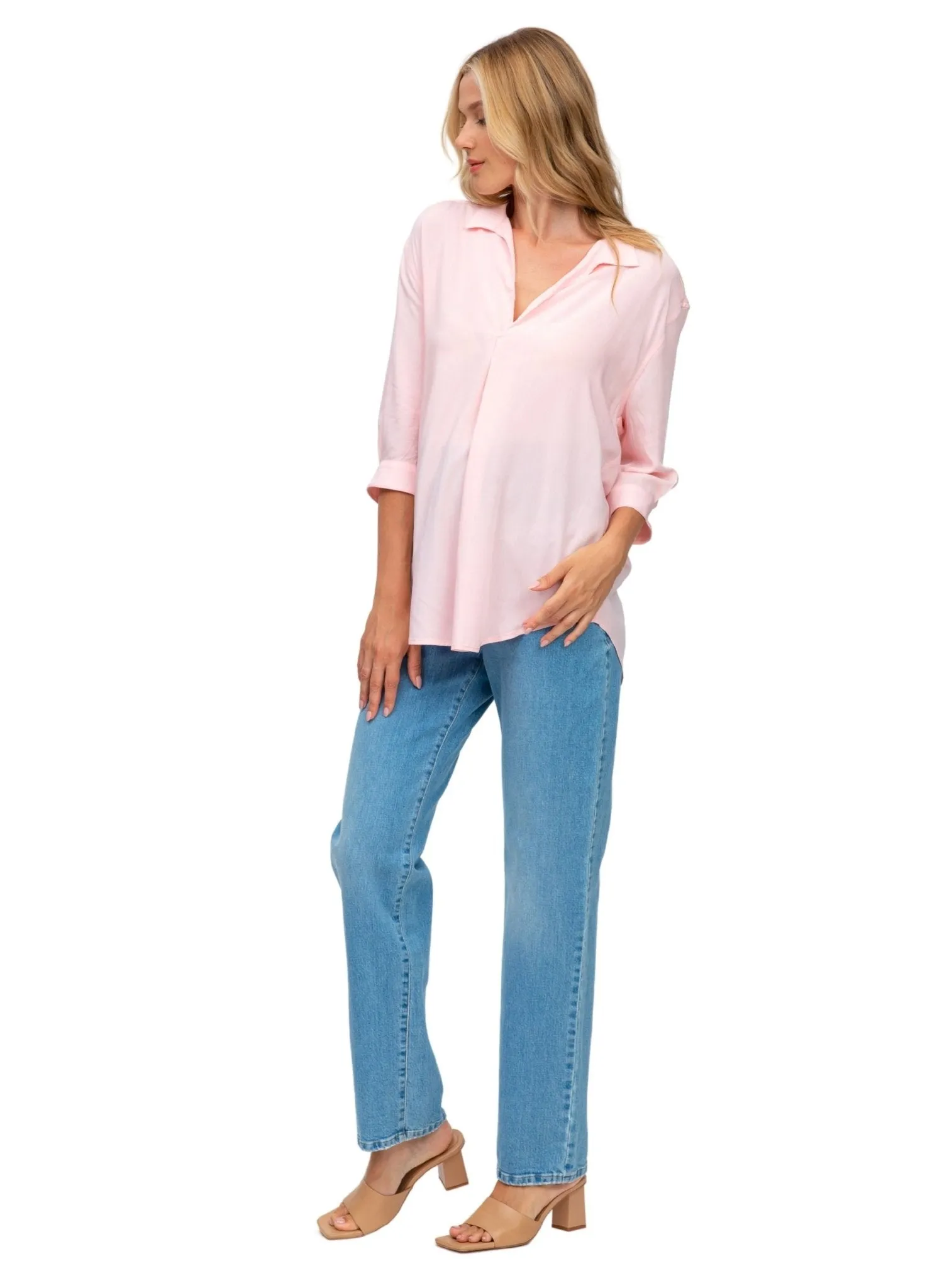 Hi Rise Straight Leg Maternity Jeans - Light Wash