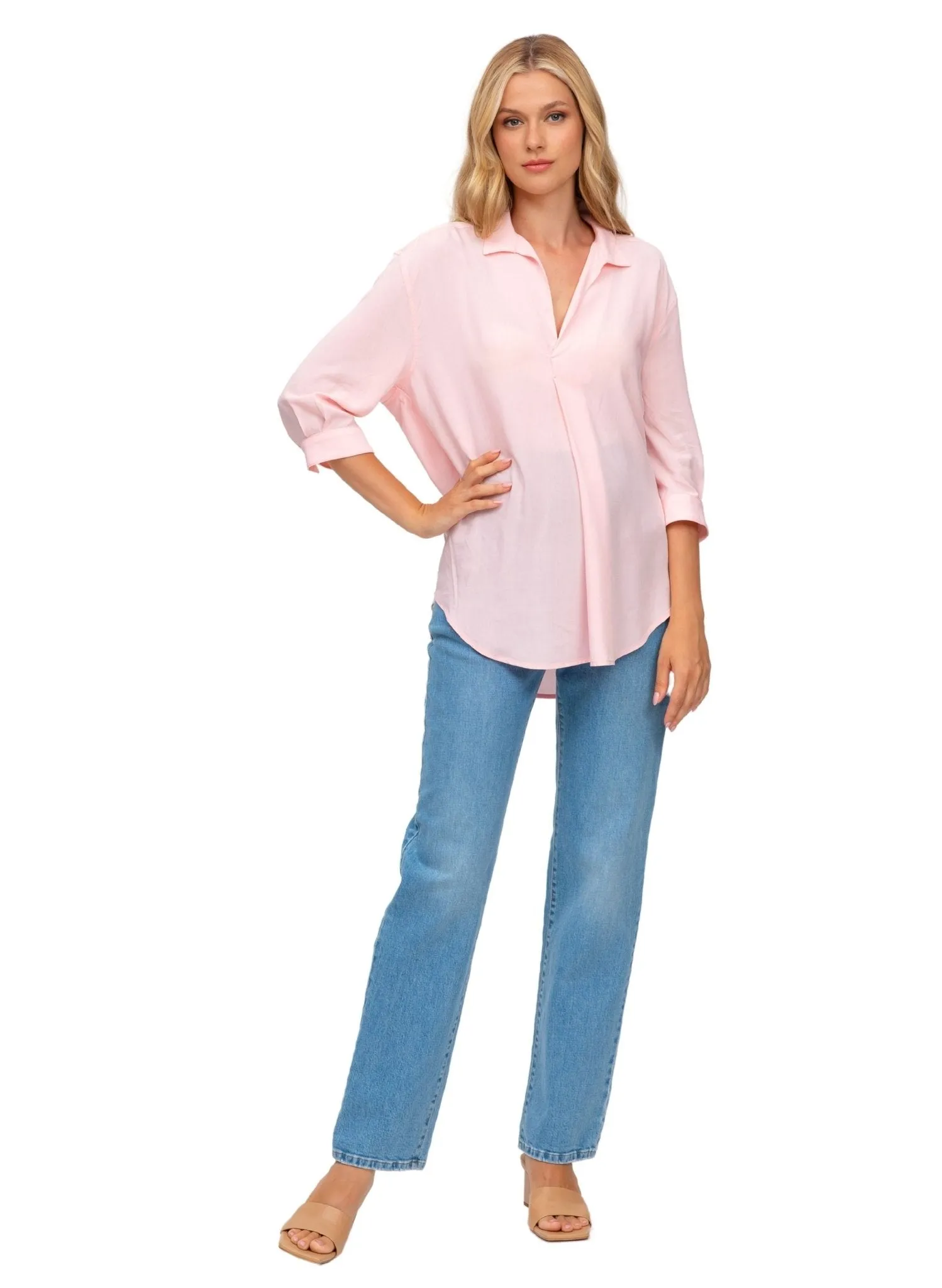 Hi Rise Straight Leg Maternity Jeans - Light Wash