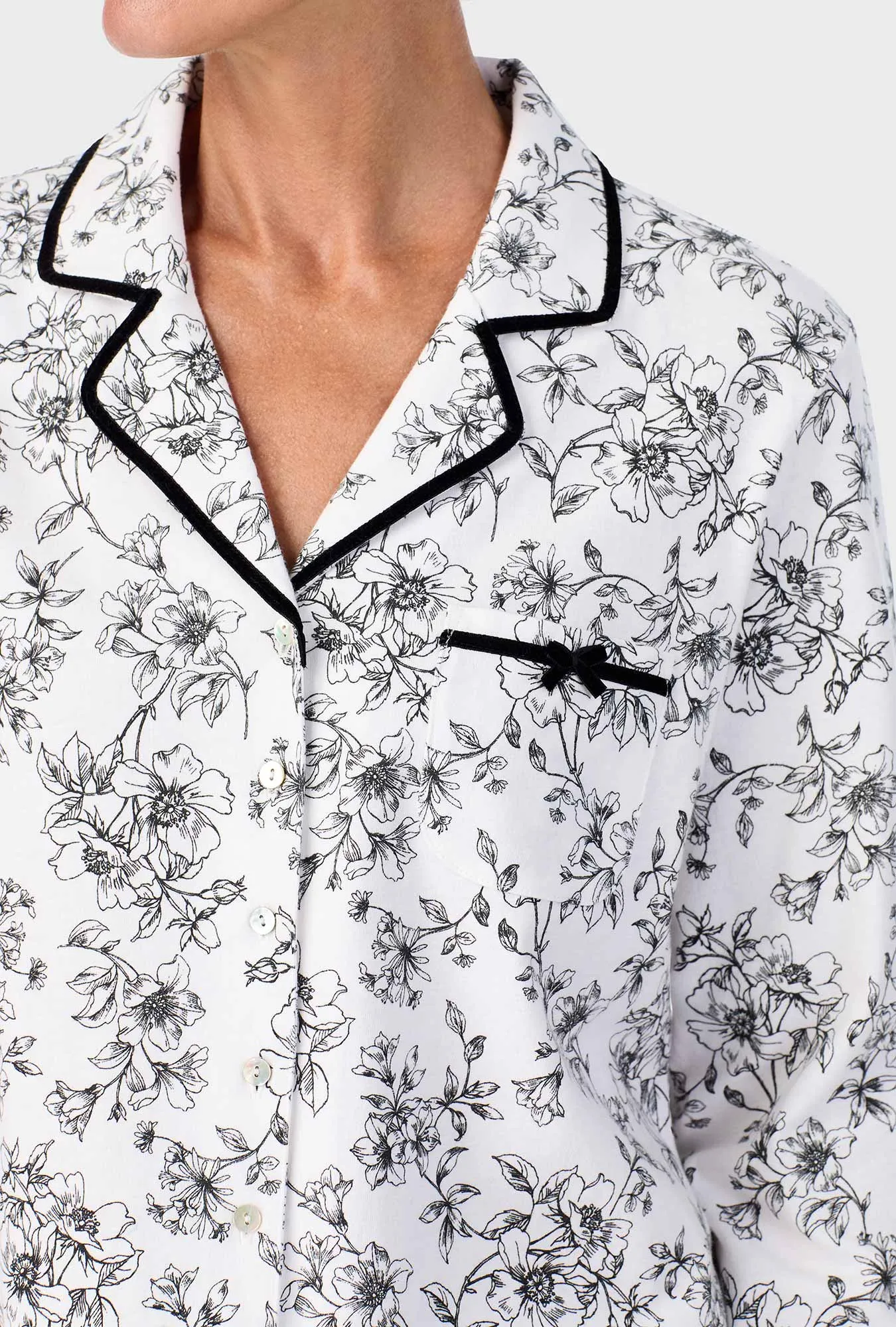 Ivory Floral Long Sleeve Long Pant PJ Set