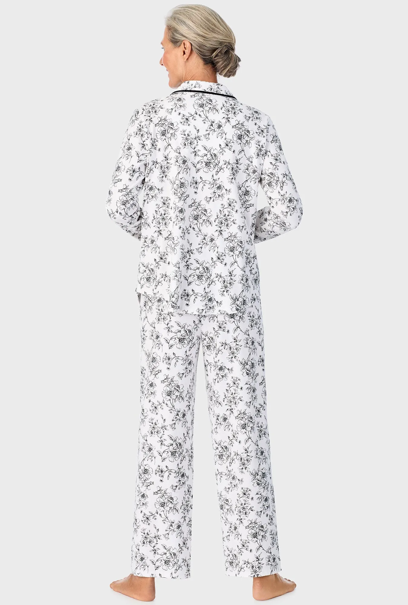 Ivory Floral Long Sleeve Long Pant PJ Set