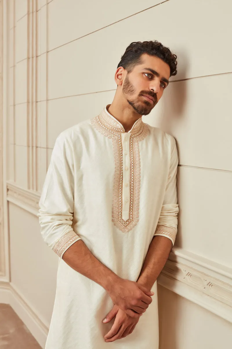 Ivory Textured Kurta Set