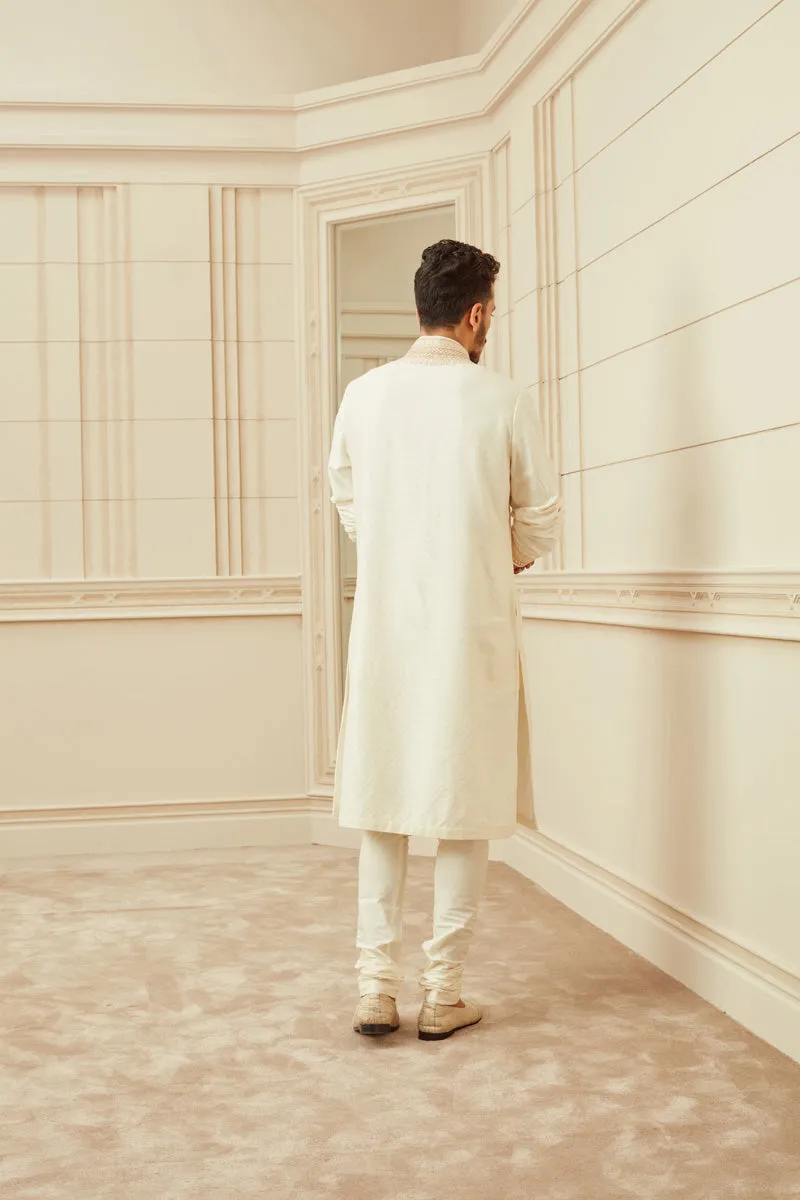 Ivory Textured Kurta Set