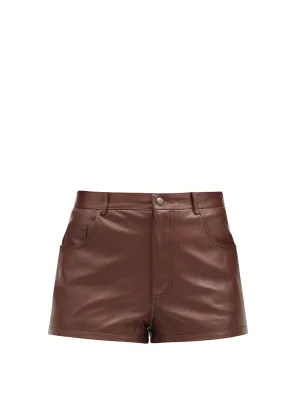 Ladies High Rise Brown Leather Shorts