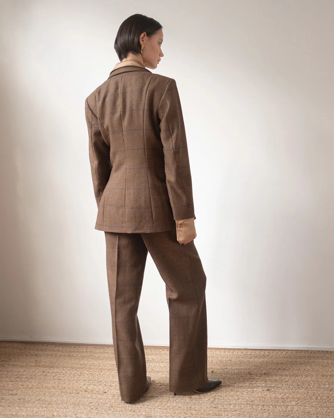 Leila Blazer Wool Check Brown