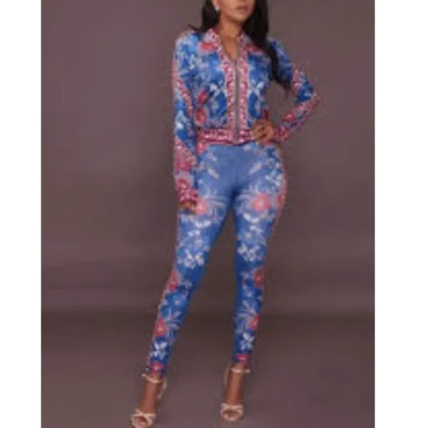 MB FASHION Cold-Shoulder Ruffle Jacket and High-Waist Leggings Set 6854 LAST S