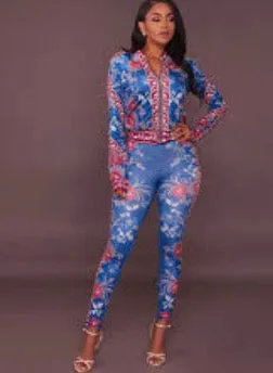 MB FASHION Cold-Shoulder Ruffle Jacket and High-Waist Leggings Set 6854 LAST S