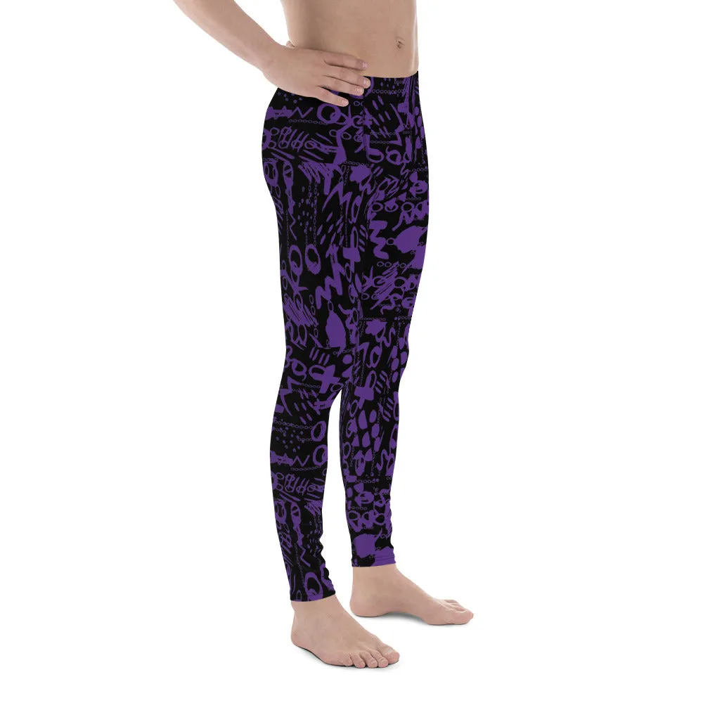 Men's Leggings, Men Gym Leggings, Wrestling Pants, Gifts for Him, Trippy Leggings, Colorful Pants, Festival Tights, Purple