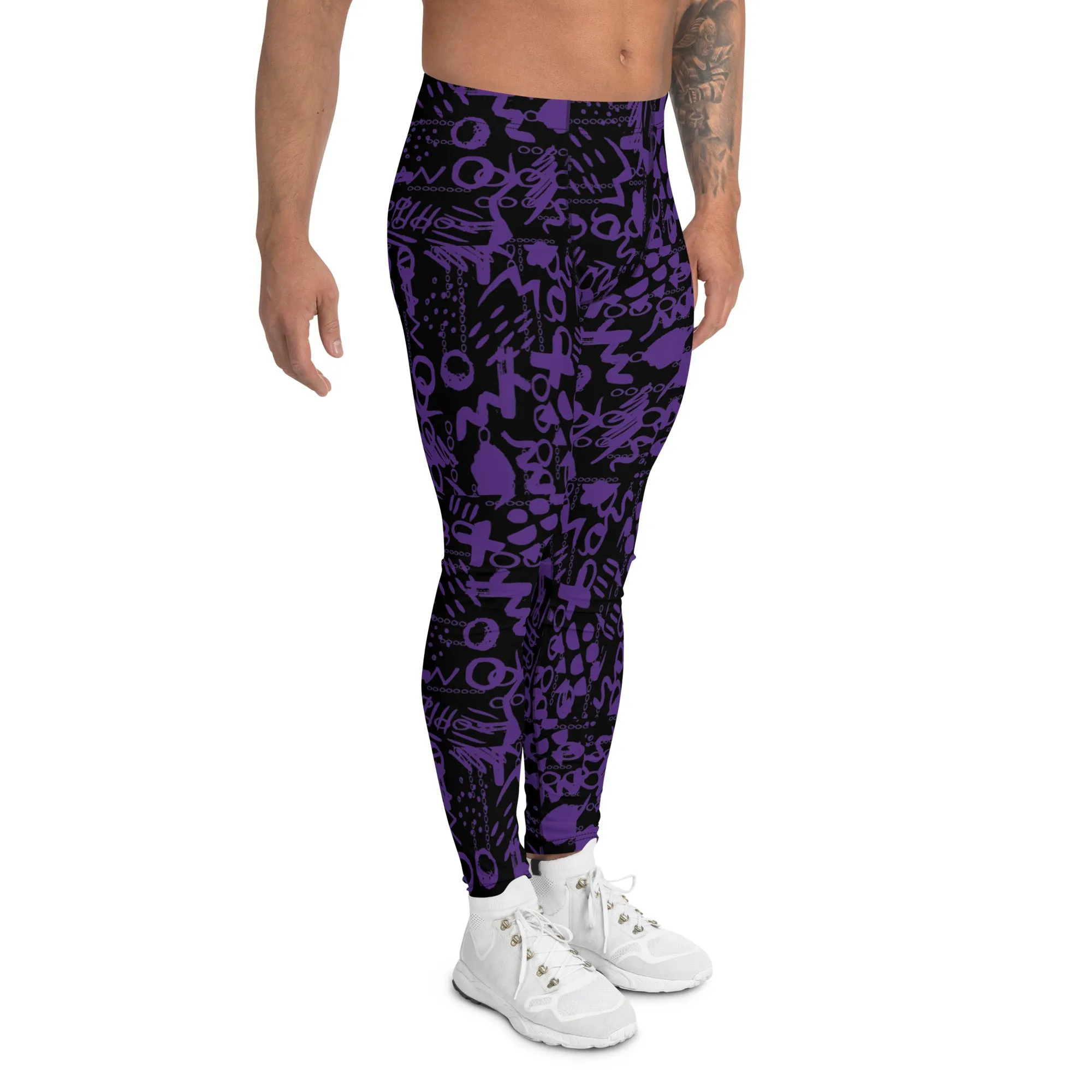 Men's Leggings, Men Gym Leggings, Wrestling Pants, Gifts for Him, Trippy Leggings, Colorful Pants, Festival Tights, Purple