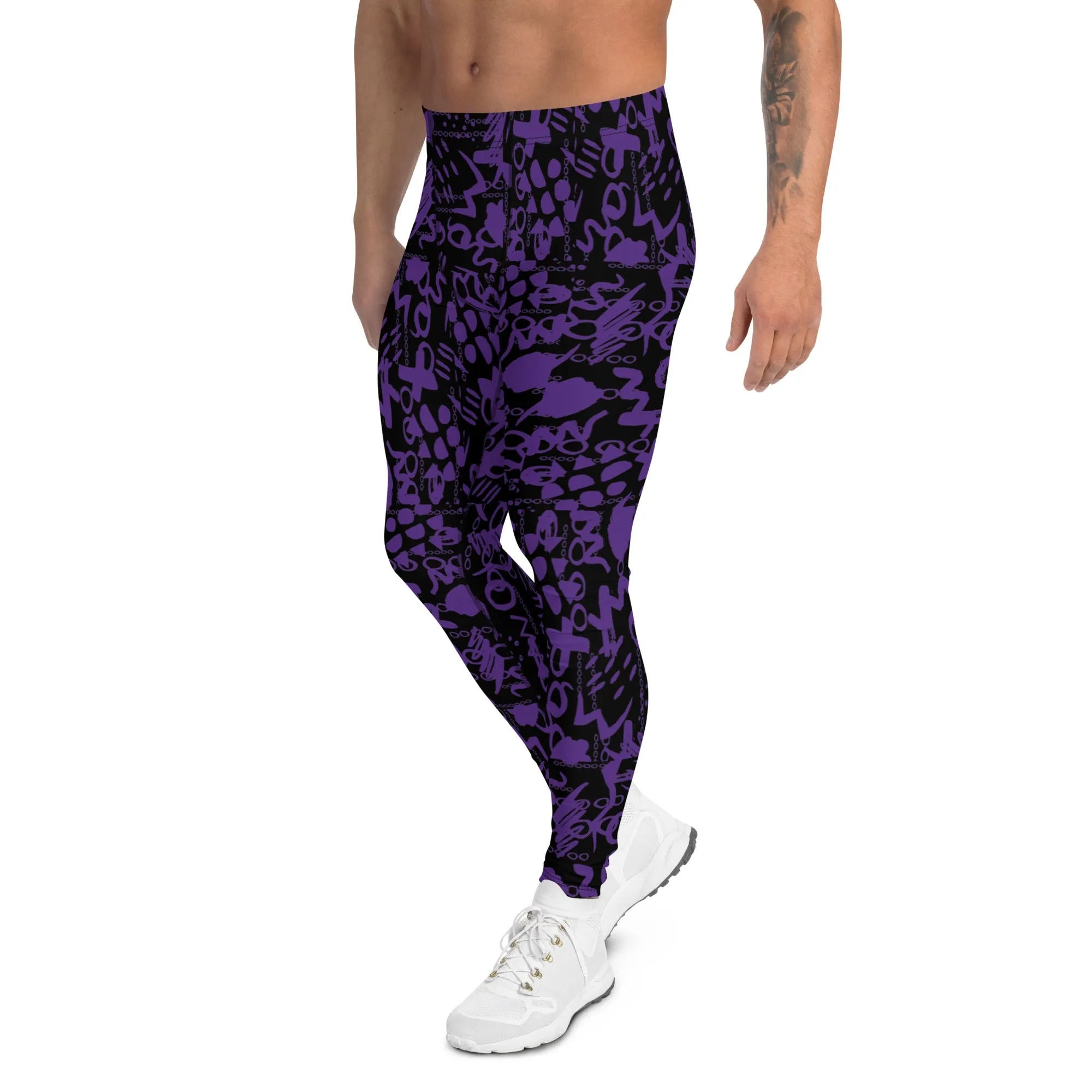 Men's Leggings, Men Gym Leggings, Wrestling Pants, Gifts for Him, Trippy Leggings, Colorful Pants, Festival Tights, Purple