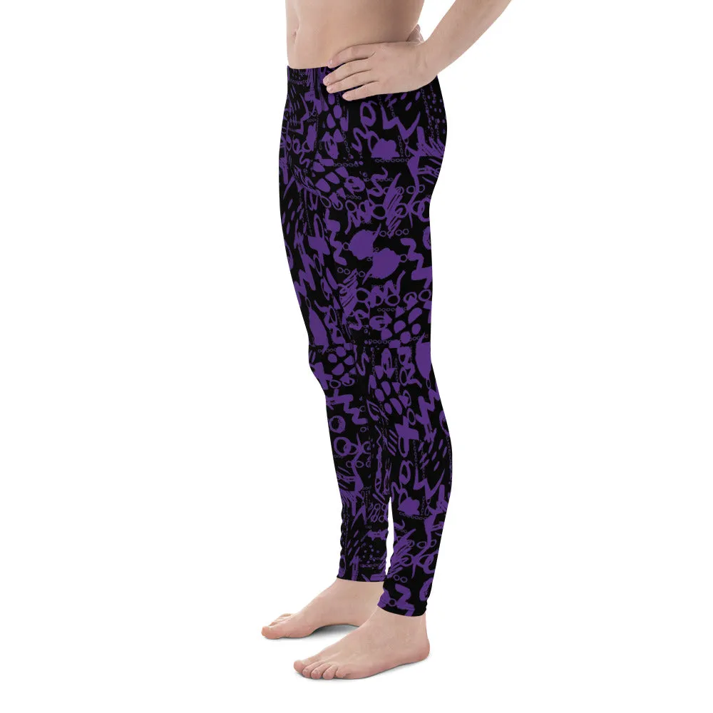 Men's Leggings, Men Gym Leggings, Wrestling Pants, Gifts for Him, Trippy Leggings, Colorful Pants, Festival Tights, Purple