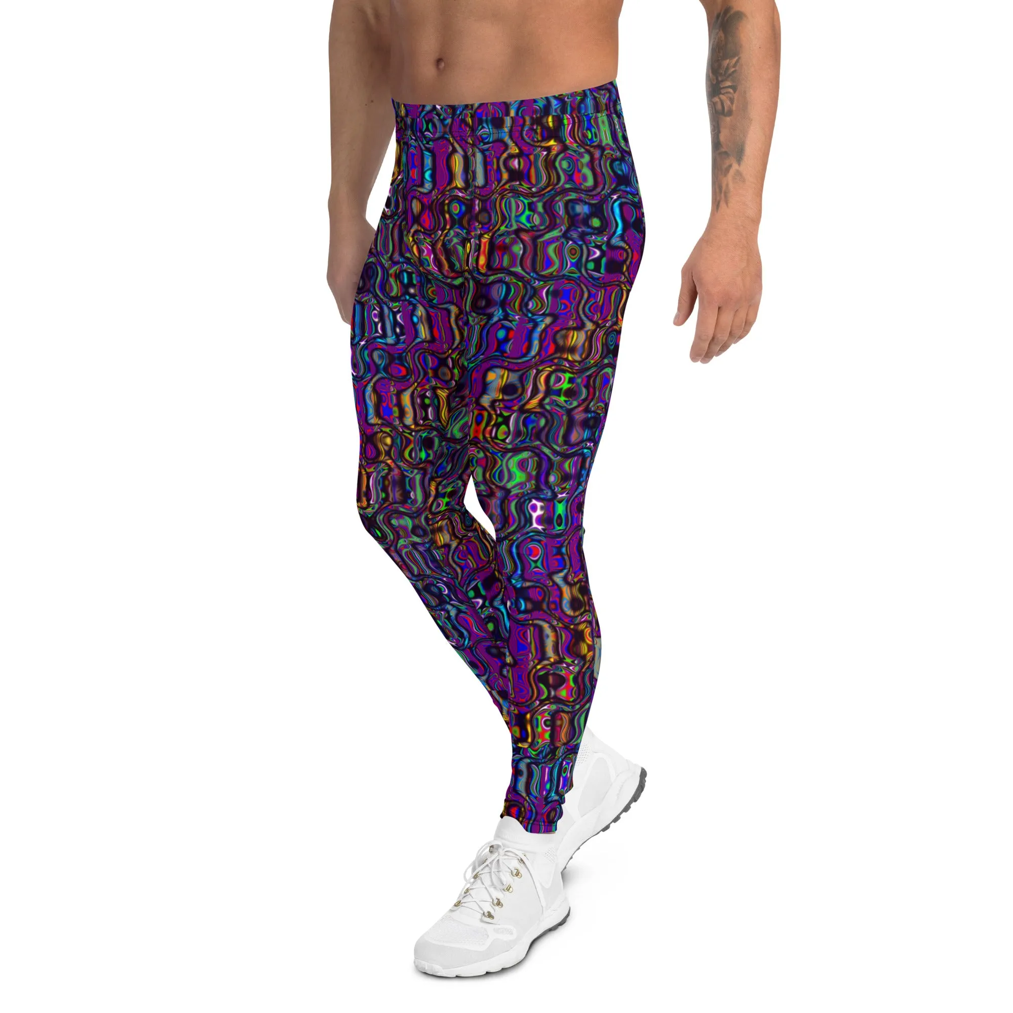Men's Leggings, Multicolor, Purple Laquer, Rave Pants, Festival Tights, Gym Leggings, Wrestling Pants, Unusual Gifts for Him, Yoga Leggings