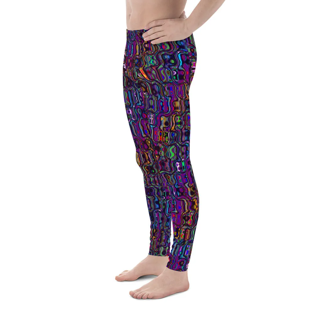 Men's Leggings, Multicolor, Purple Laquer, Rave Pants, Festival Tights, Gym Leggings, Wrestling Pants, Unusual Gifts for Him, Yoga Leggings