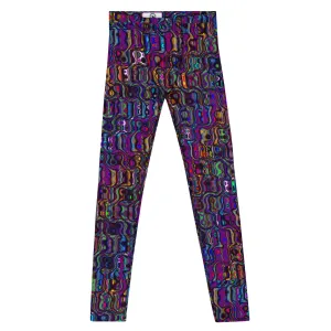 Men's Leggings, Multicolor, Purple Laquer, Rave Pants, Festival Tights, Gym Leggings, Wrestling Pants, Unusual Gifts for Him, Yoga Leggings