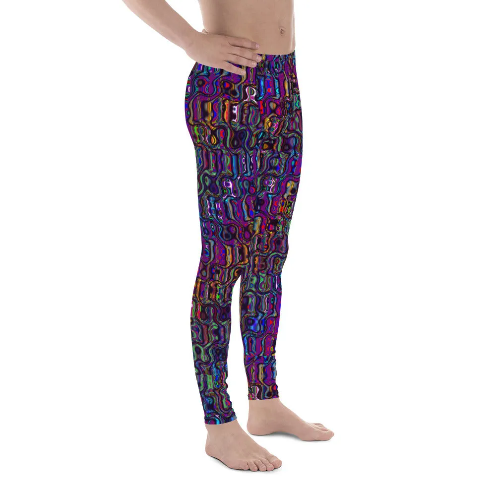 Men's Leggings, Multicolor, Purple Laquer, Rave Pants, Festival Tights, Gym Leggings, Wrestling Pants, Unusual Gifts for Him, Yoga Leggings