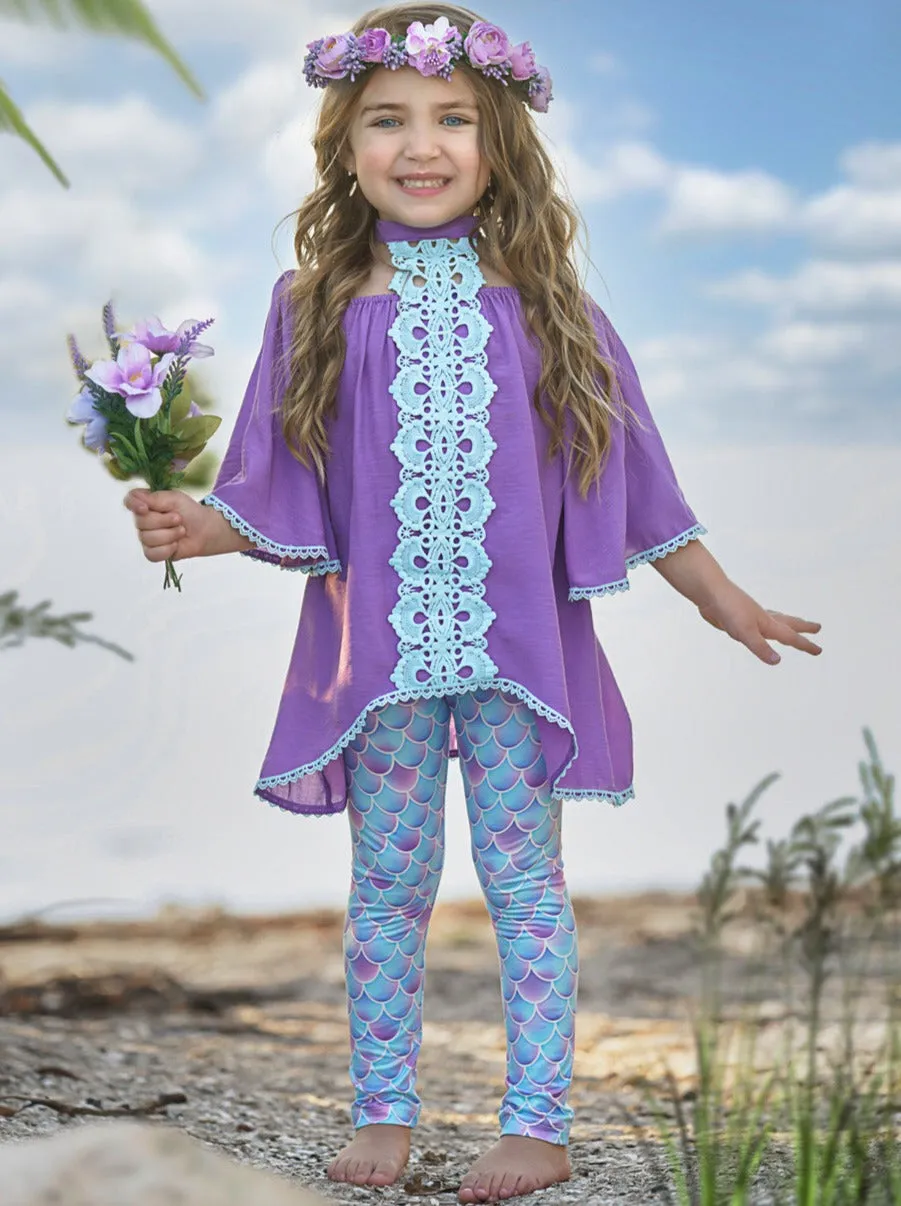 Mermaid Awakening Lace and Scales Legging Set