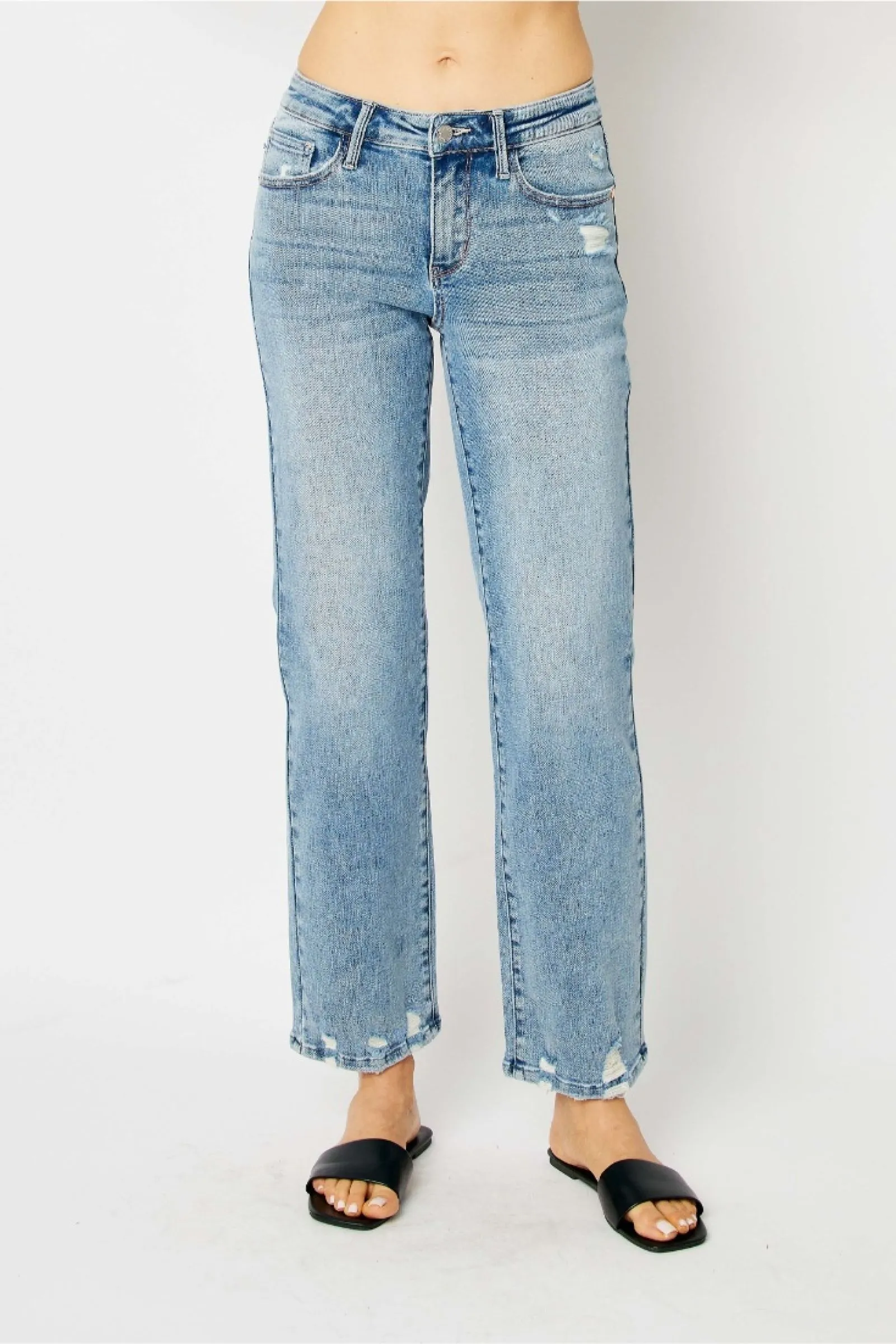 MR MEDIUM WASH DESTROY STRAIGHT BY JUDY BLUE