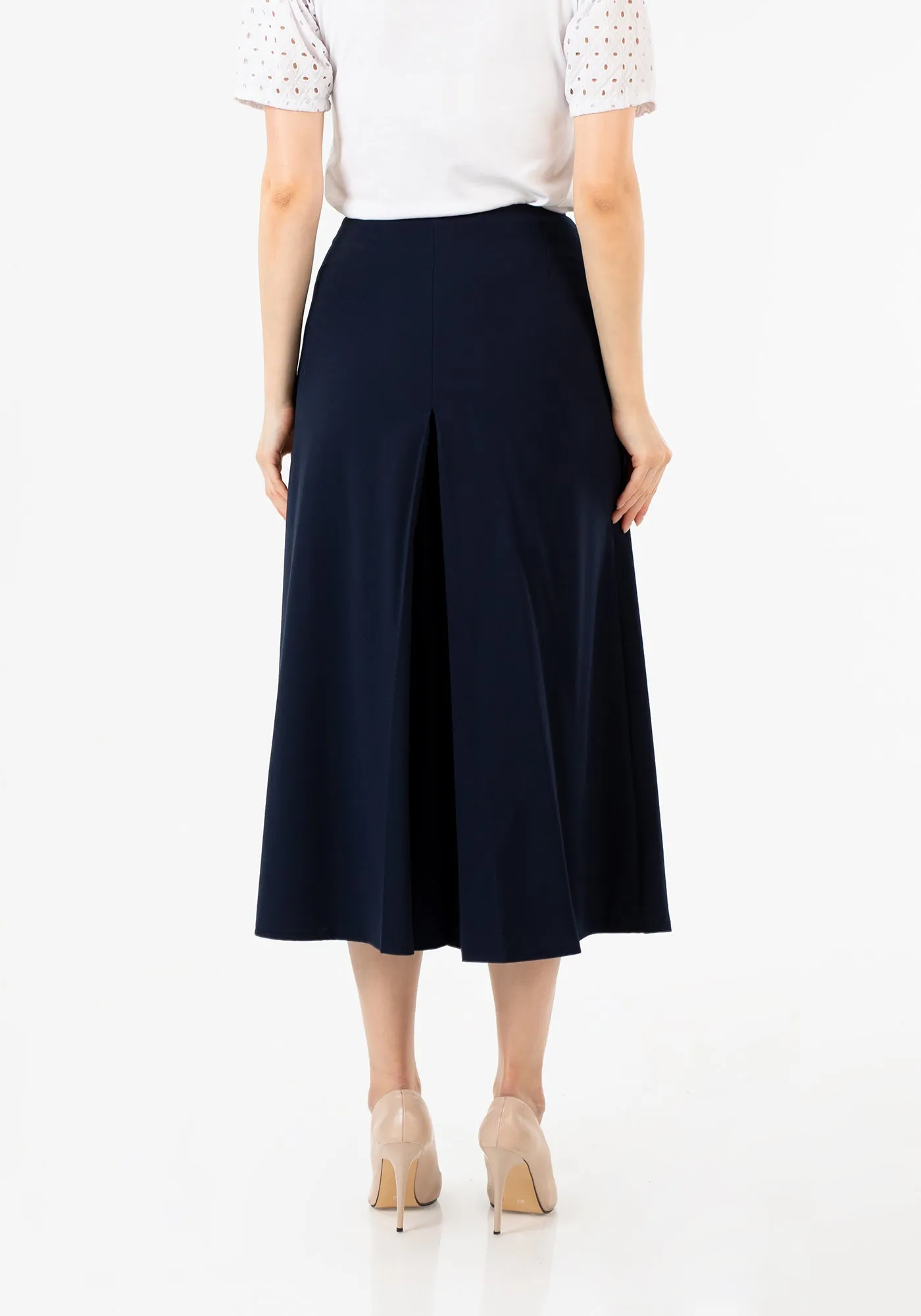 Navy Blue Cropped Palazzo Pants