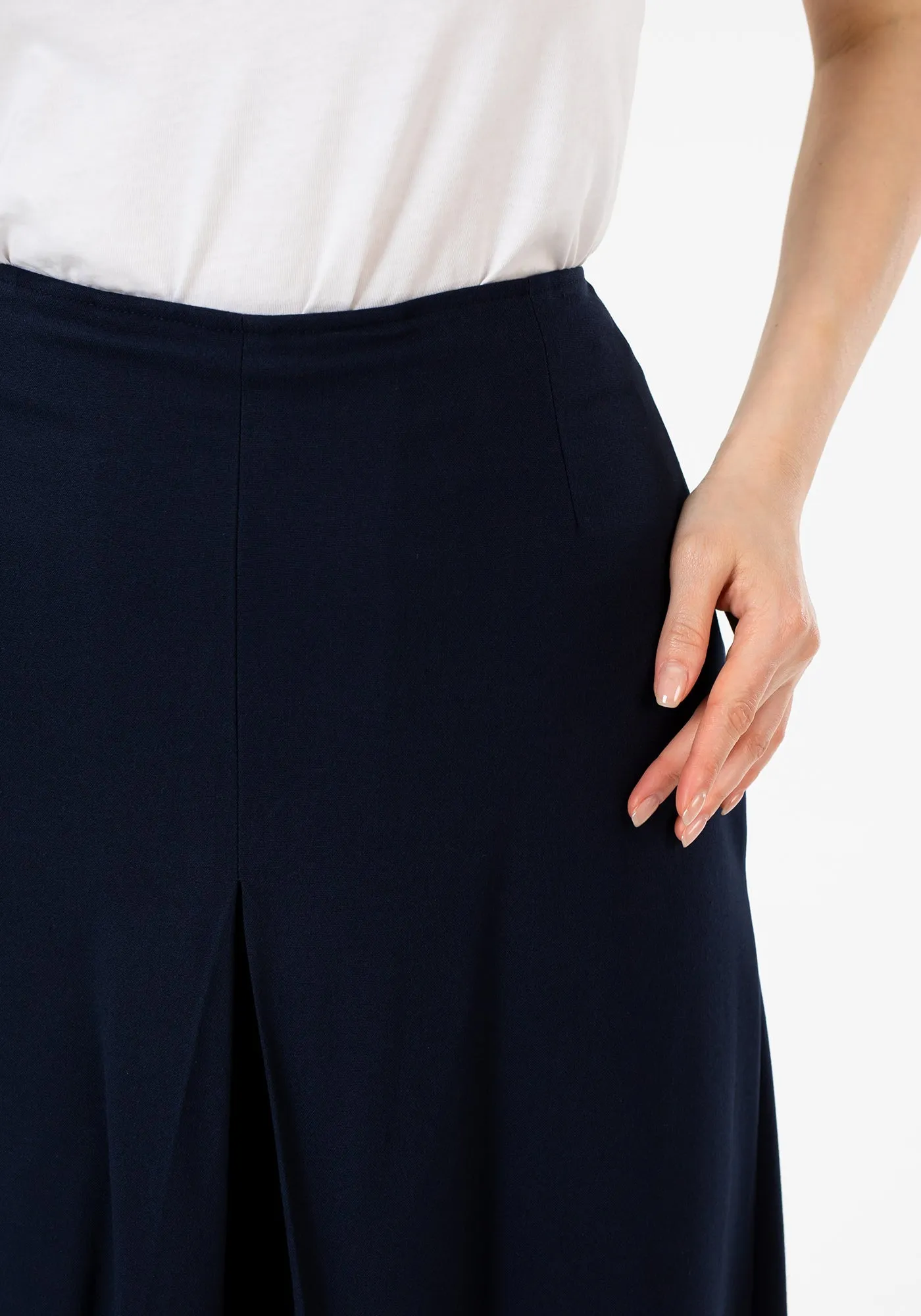 Navy Blue Cropped Palazzo Pants