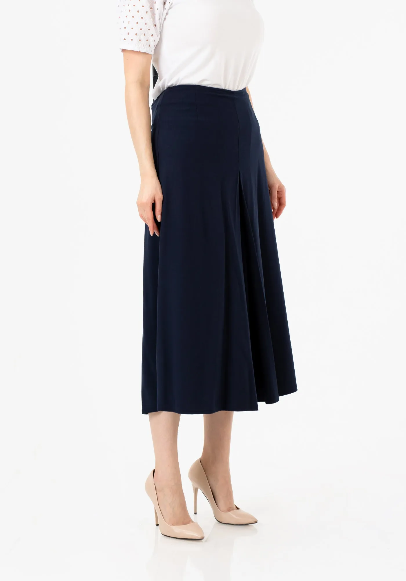 Navy Blue Cropped Palazzo Pants