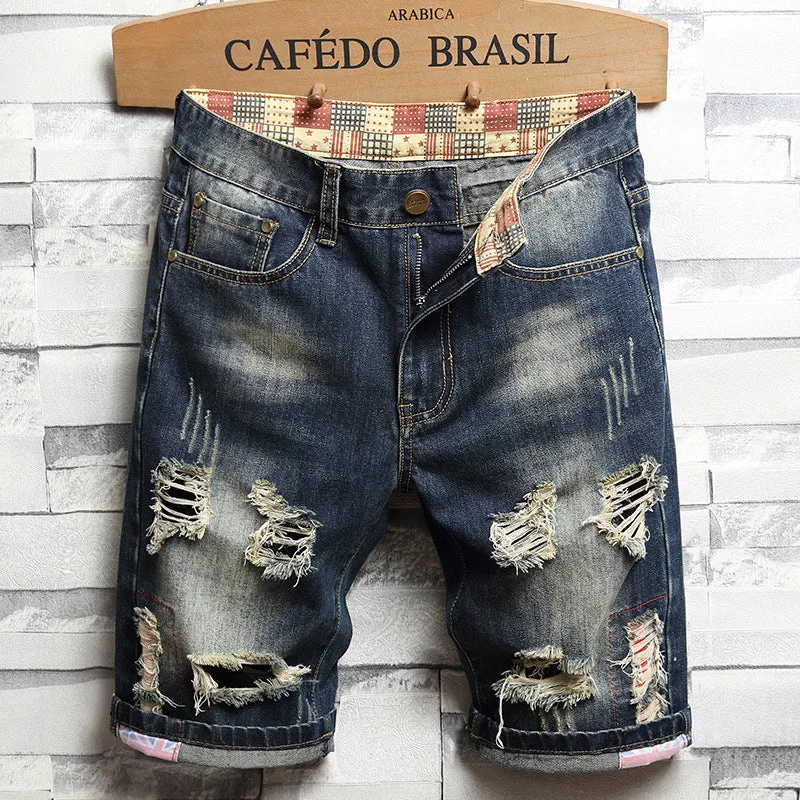 Newest Men's Ripped Jeans Shorts Mid Waisted Men's Jean Shorts