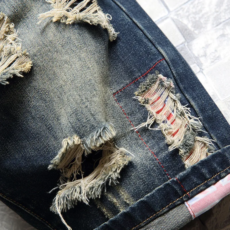 Newest Men's Ripped Jeans Shorts Mid Waisted Men's Jean Shorts