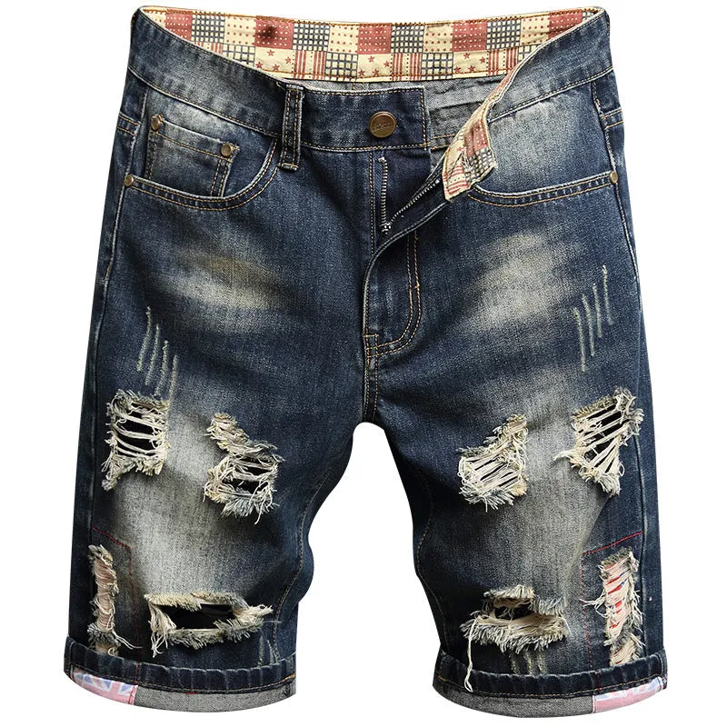Newest Men's Ripped Jeans Shorts Mid Waisted Men's Jean Shorts