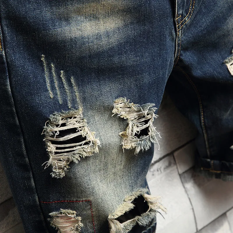 Newest Men's Ripped Jeans Shorts Mid Waisted Men's Jean Shorts