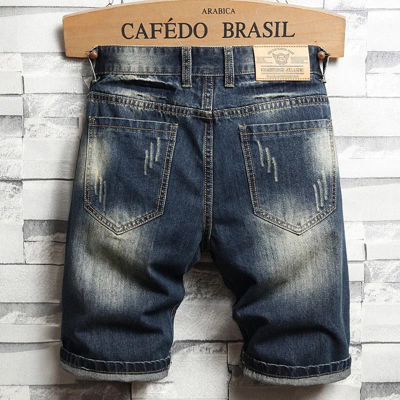 Newest Men's Ripped Jeans Shorts Mid Waisted Men's Jean Shorts